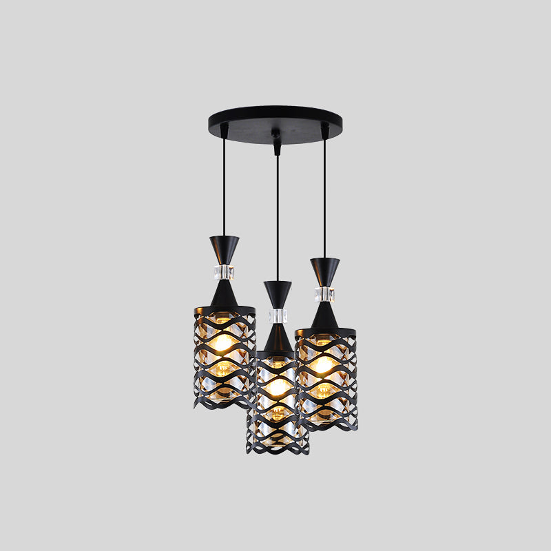 Cutouts Glass Suspension Light Fixture Modern Black Pendant Light for Dining Room