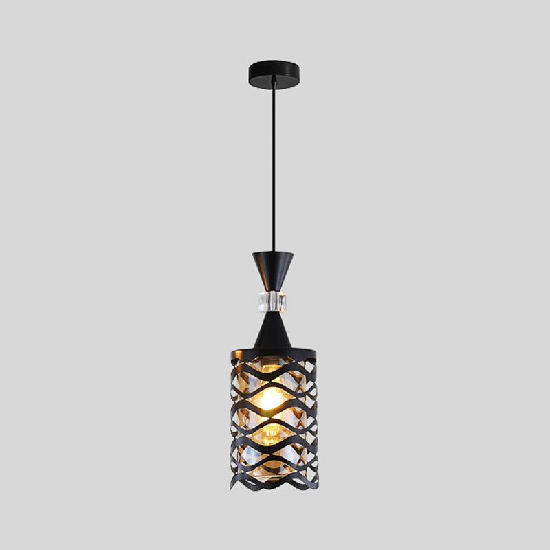 Cutouts Glass Suspension Light Fixture Modern Black Pendant Light for Dining Room