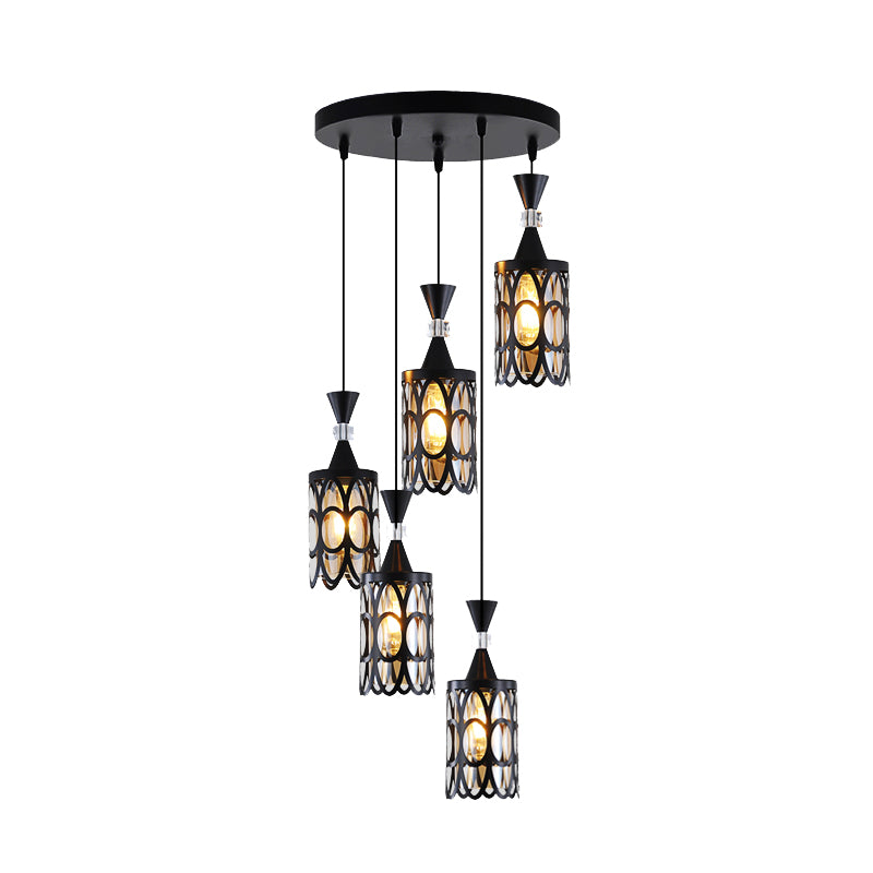 Cutouts Glass Suspension Light Fixture Modern Black Pendant Light for Dining Room