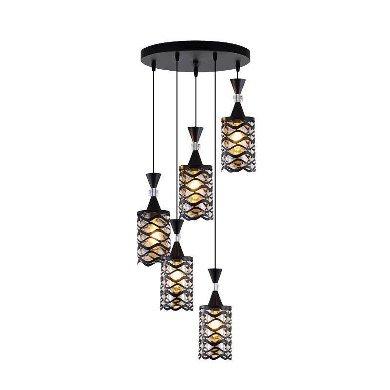 Cutouts Glass Suspension Light Fixture Modern Black Pendant Light for Dining Room