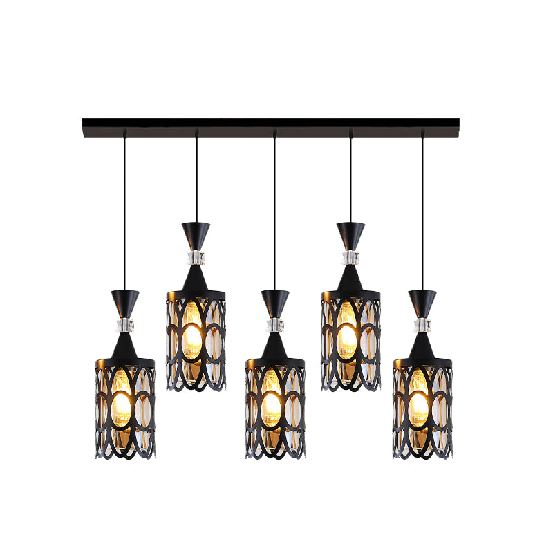 Cutouts Glass Suspension Light Fixture Modern Black Pendant Light for Dining Room