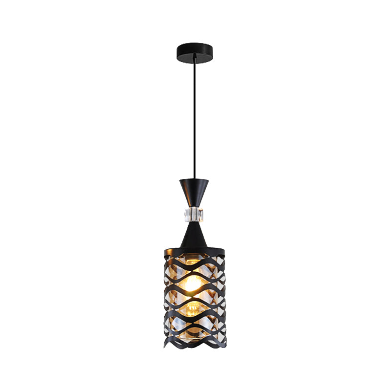 Cutouts Glass Suspension Light Fixture Modern Black Pendant Light for Dining Room