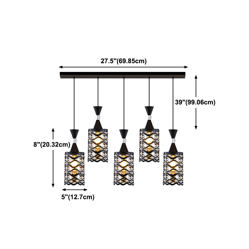 Cutouts Glass Suspension Light Fixture Modern Black Pendant Light for Dining Room