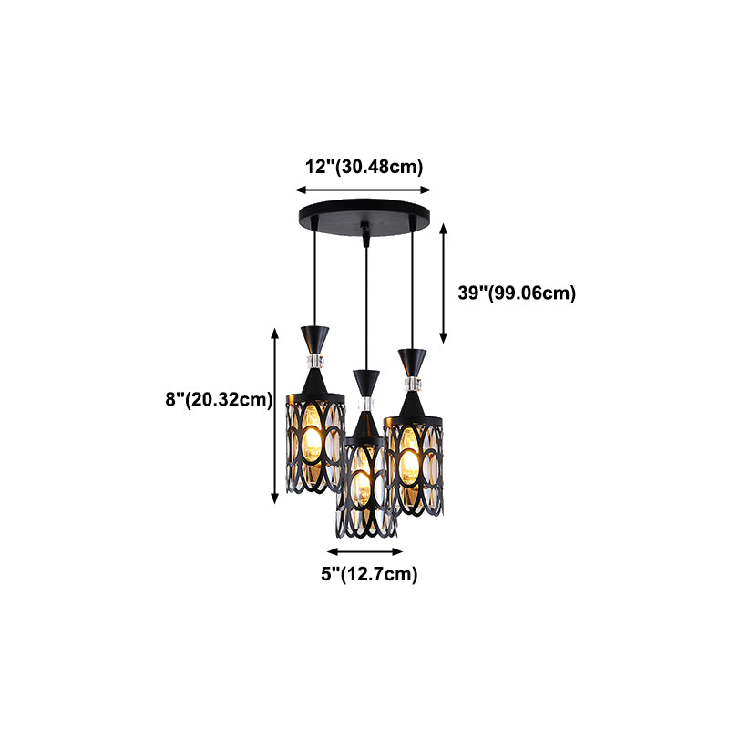 Cutouts Glass Suspension Light Fixture Modern Black Pendant Light for Dining Room