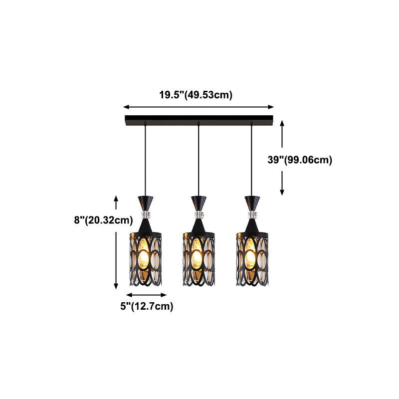 Cutouts Glass Suspension Light Fixture Modern Black Pendant Light for Dining Room