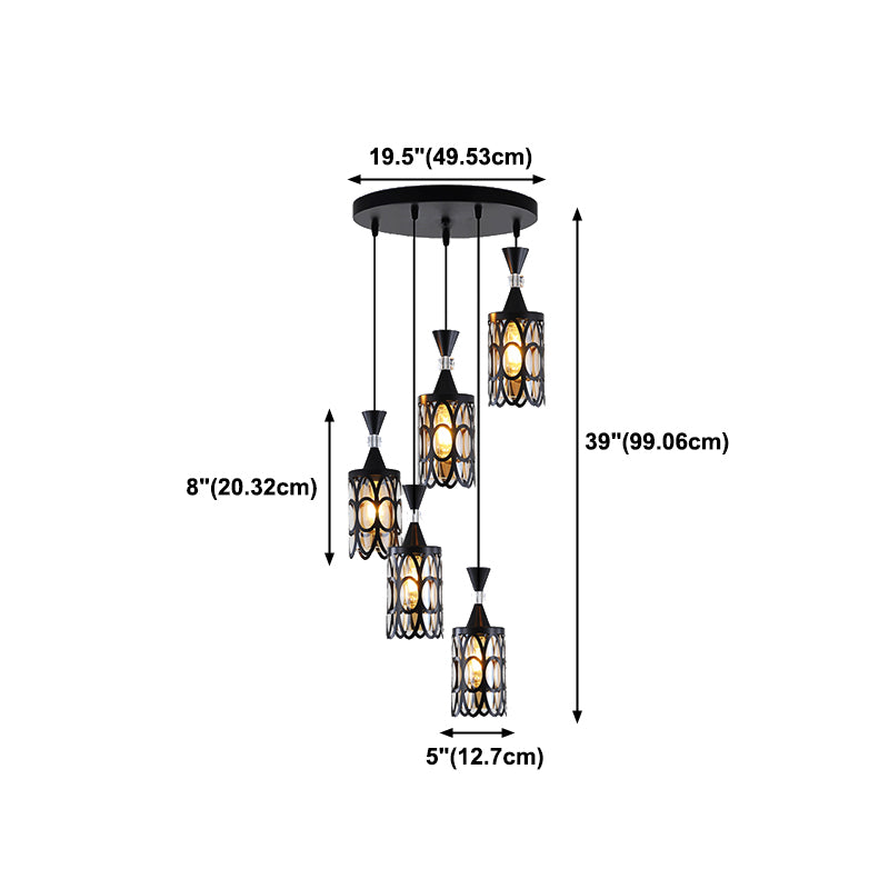 Cutouts Glass Suspension Light Fixture Modern Black Pendant Light for Dining Room