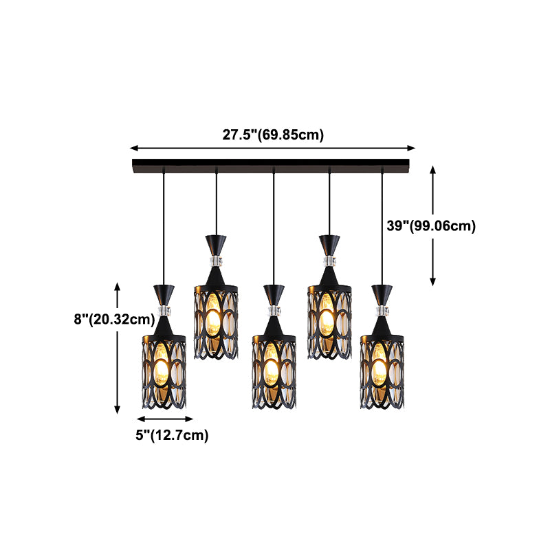 Cutouts Glass Suspension Light Fixture Modern Black Pendant Light for Dining Room