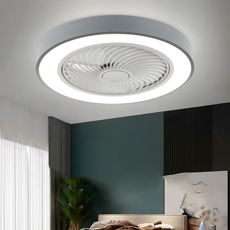 Modern Style Round Ceiling Fan Light Metal 1-Light LED Flush Light