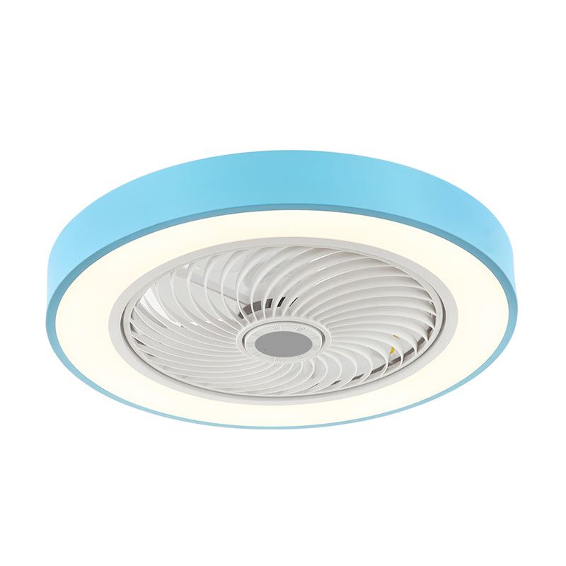 Modern Style Round Ceiling Fan Light Metal 1-Light LED Flush Light