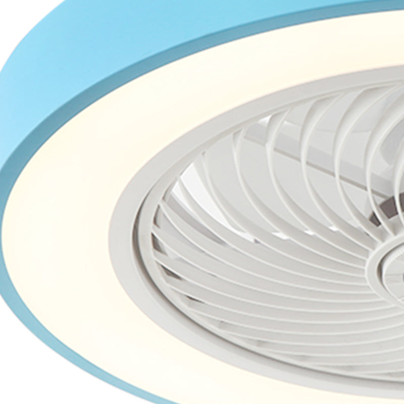 Modern Style Round Ceiling Fan Light Metal 1-Light LED Flush Light