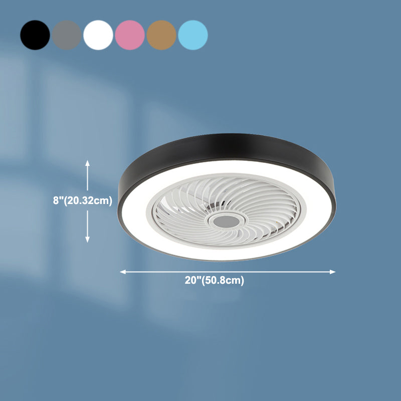 Modern Style Round Ceiling Fan Light Metal 1-Light LED Flush Light