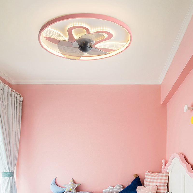 Kids Style Geometry Ceiling Fan Lights Metal 2 Light LED Flush Lights