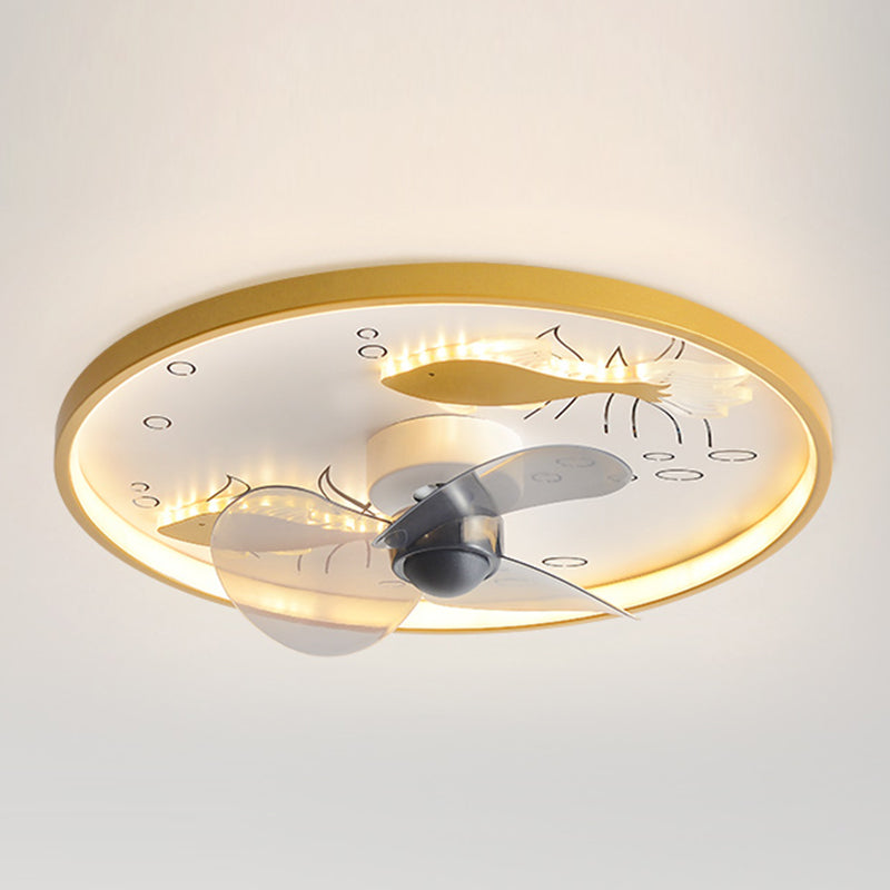Kids Style Geometry Ceiling Fan Lights Metal 2 Light LED Flush Lights