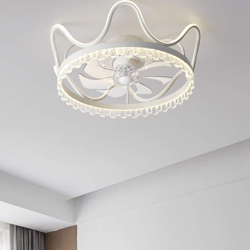 Kids Style Crown Shape Ceiling Fan Lights Metal 2 Light LED Flush Lights