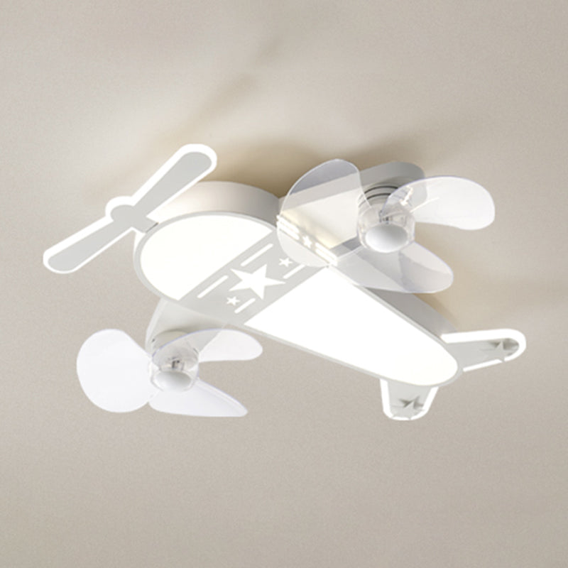 Kids Style Airplane Shape Ceiling Fan Lights Metal 5 Light LED Flush Lights