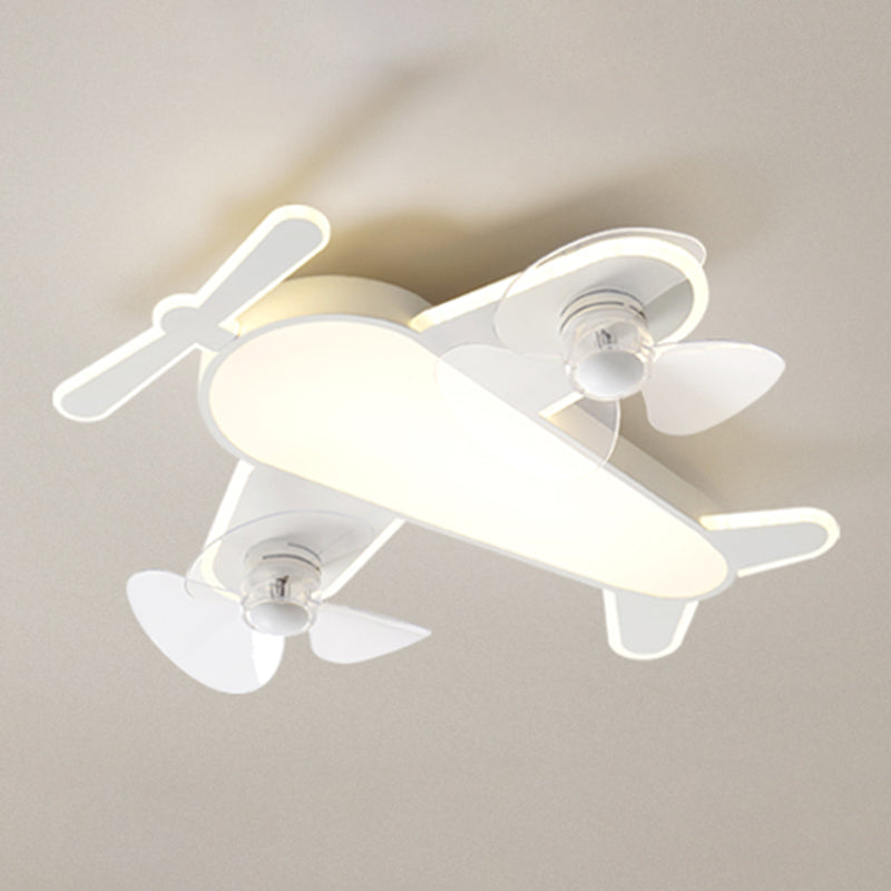 Kids Style Airplane Shape Ceiling Fan Lights Metal 5 Light LED Flush Lights
