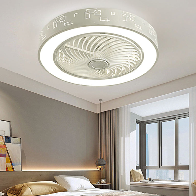 Kids Style Round Shape Ceiling Fan Light Metal 1 Light LED Flush Light