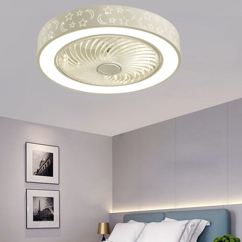 Kids Style Round Shape Ceiling Fan Light Metal 1 Light LED Flush Light