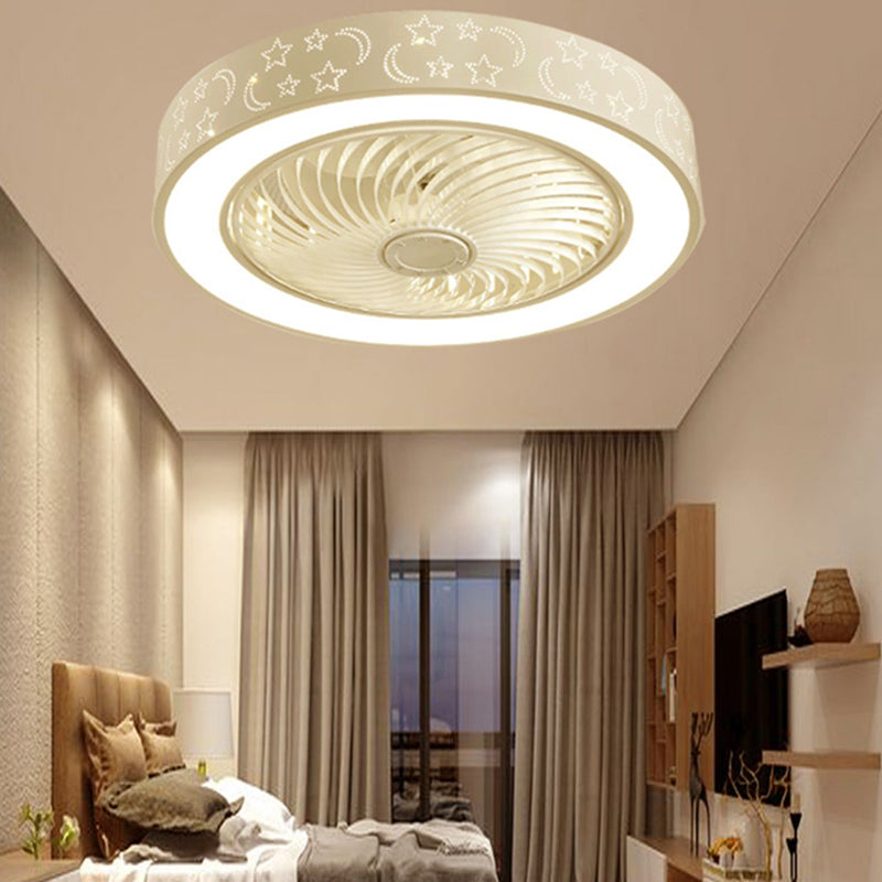 Kids Style Round Shape Ceiling Fan Light Metal 1 Light LED Flush Light