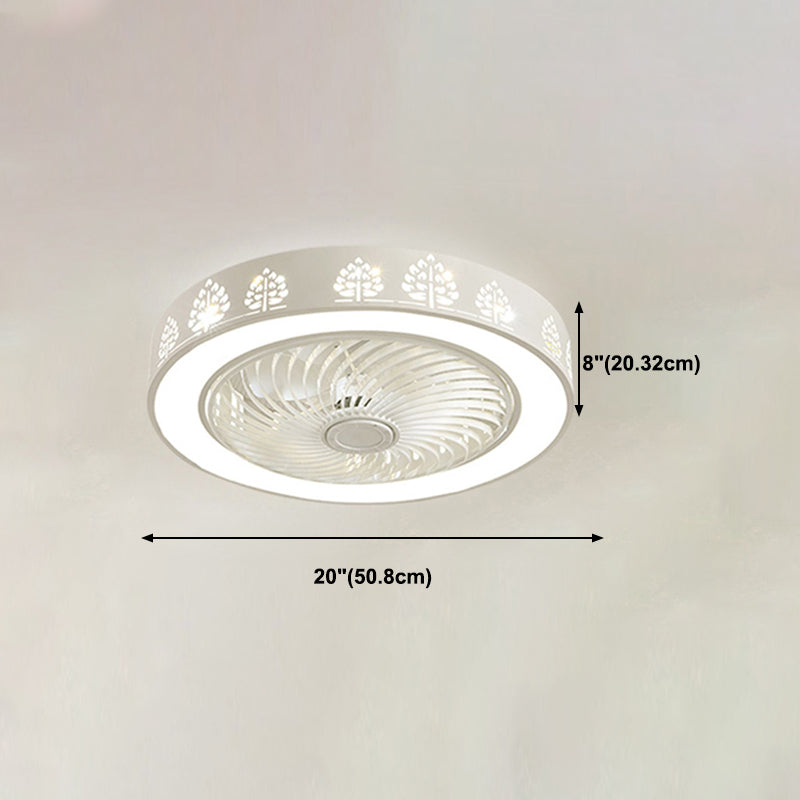 Kids Style Round Shape Ceiling Fan Light Metal 1 Light LED Flush Light