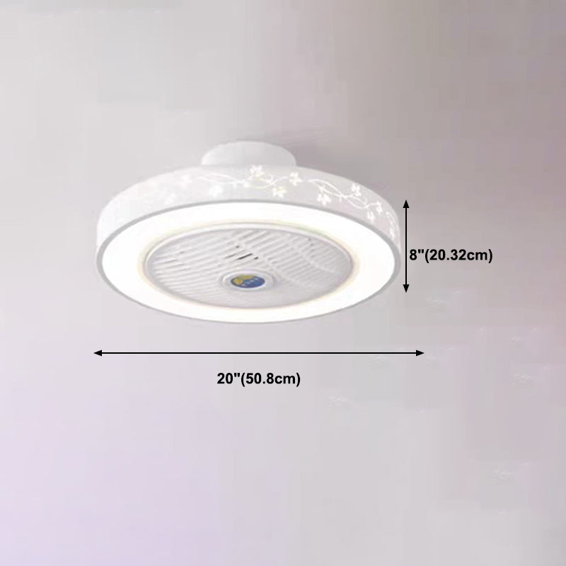 Kids Style Round Shape Ceiling Fan Light Metal 1 Light LED Flush Light