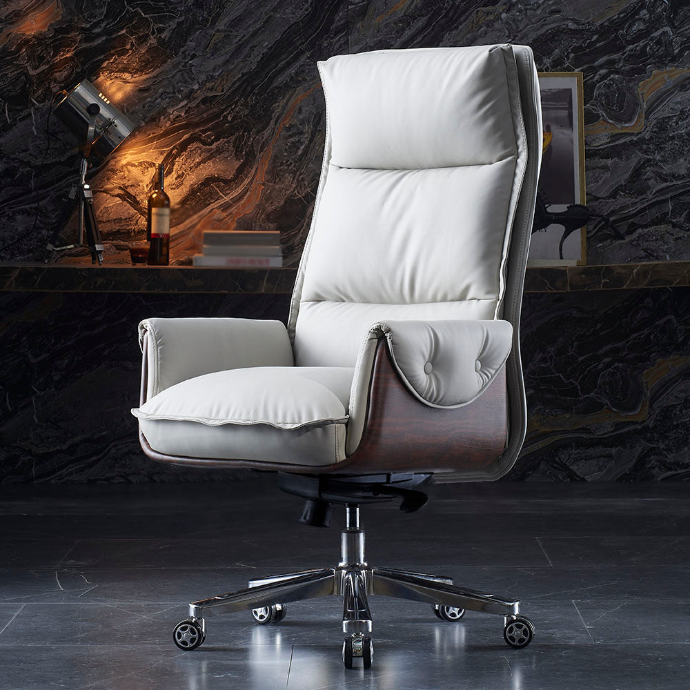 Executive Ergonomic Desk Chair with Padded Arms Chrome Metal Modern Task Chair with Wheels