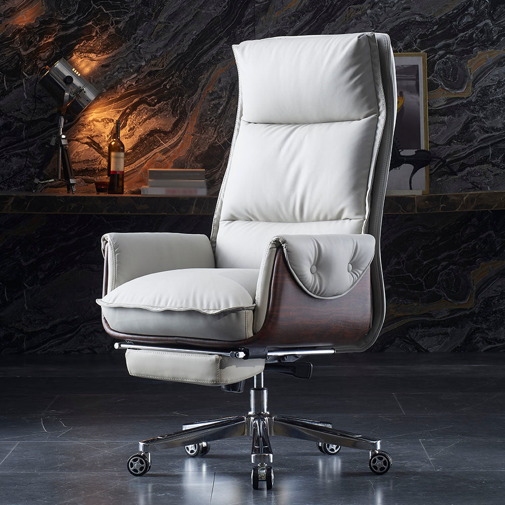 Executive Ergonomic Desk Chair with Padded Arms Chrome Metal Modern Task Chair with Wheels