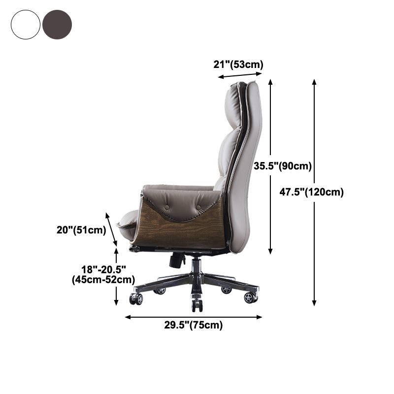 Executive Ergonomic Desk Chair with Padded Arms Chrome Metal Modern Task Chair with Wheels