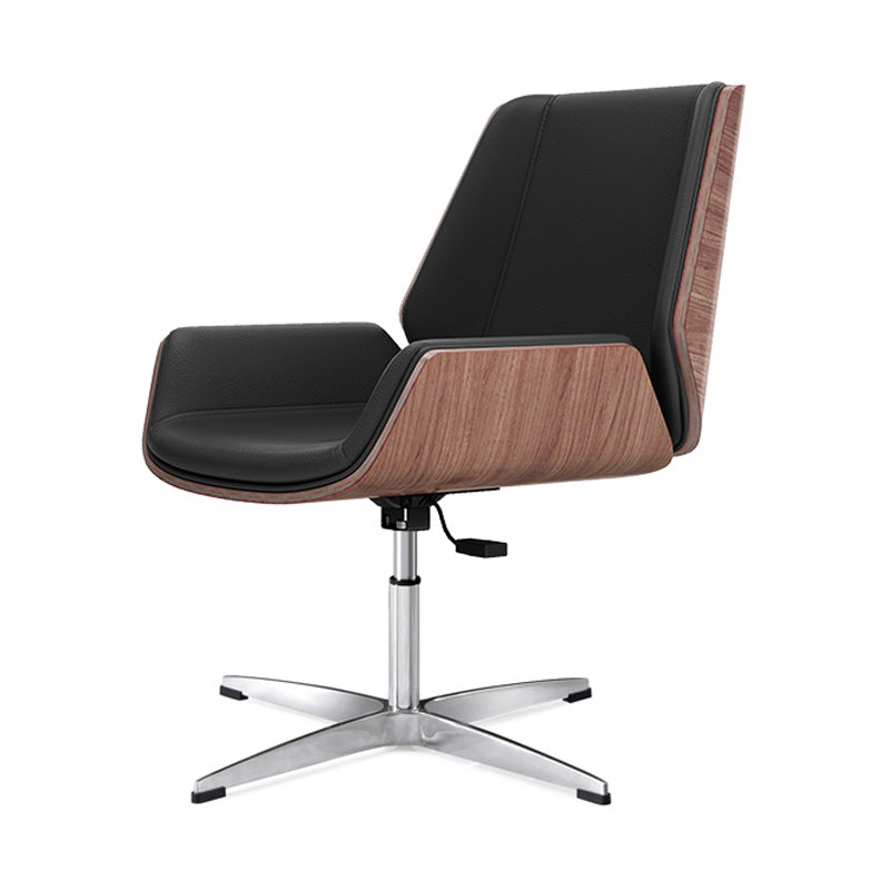 Mid Back Conference Chair Modern Style Faux Leather Armless Chair