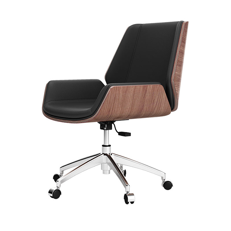 Mid Back Conference Chair Modern Style Faux Leather Armless Chair