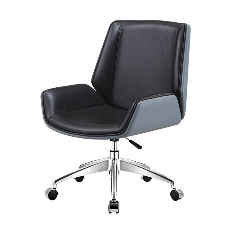 Mid Back Conference Chair Modern Style Faux Leather Armless Chair