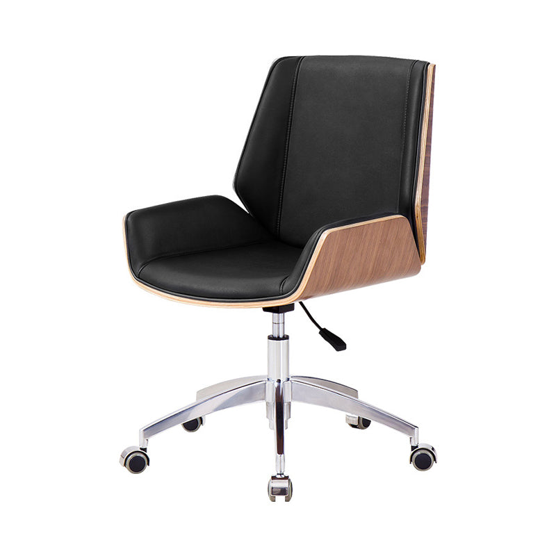 Mid Back Conference Chair Contemporary Faux Leather Armless Chair