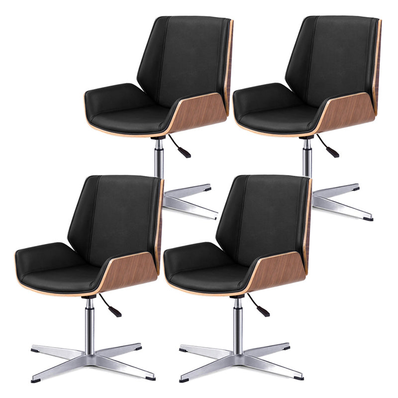 Mid Back Conference Chair Contemporary Faux Leather Armless Chair