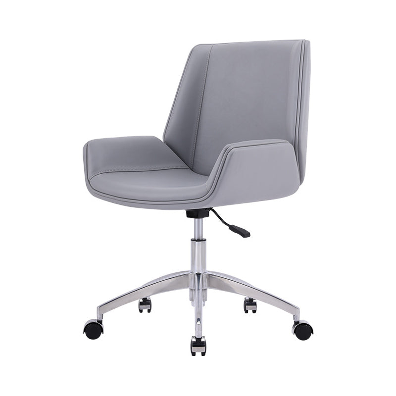 Modern Leather Task Chair Mid-Back Adjustable Swivel Office Chair