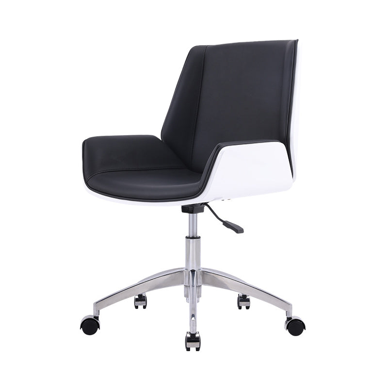 Modern Leather Task Chair Mid-Back Adjustable Swivel Office Chair