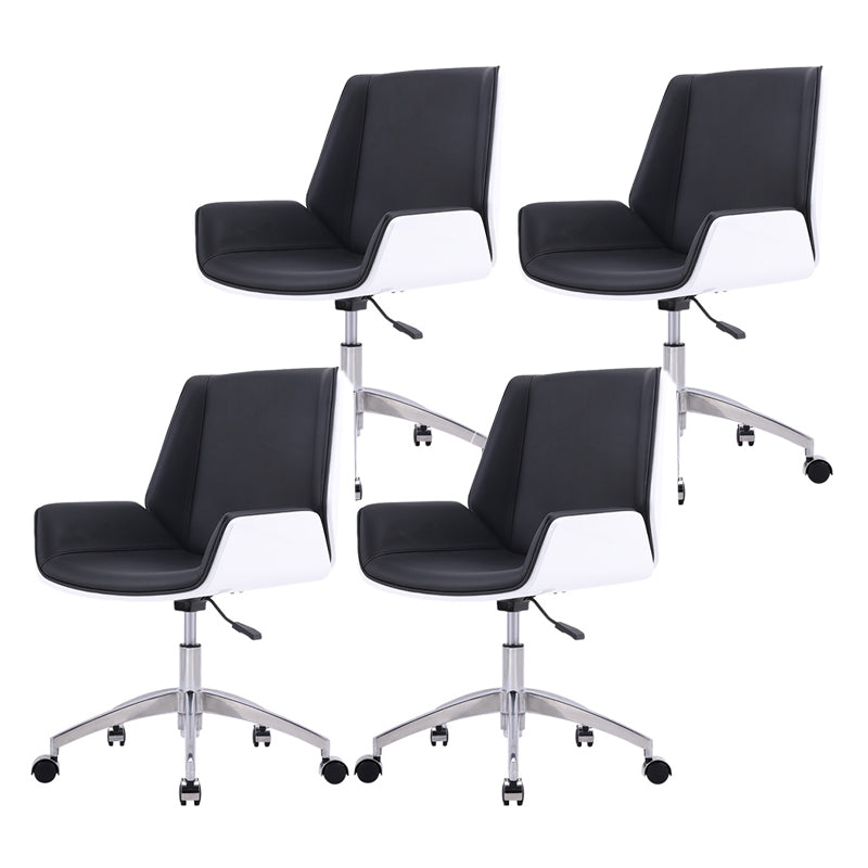 Modern Leather Task Chair Mid-Back Adjustable Swivel Office Chair