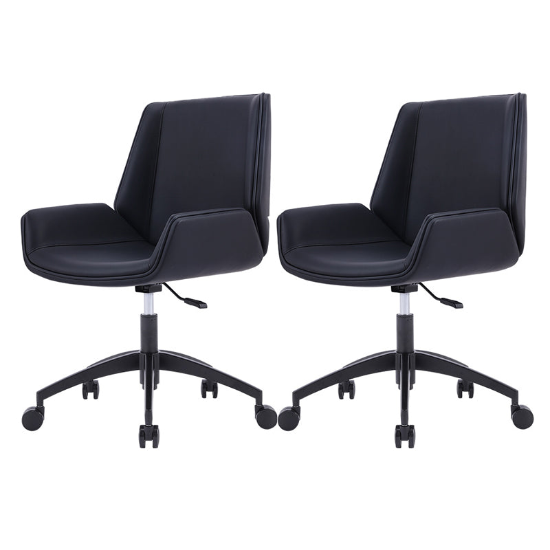 Modern Leather Task Chair Mid-Back Adjustable Swivel Office Chair