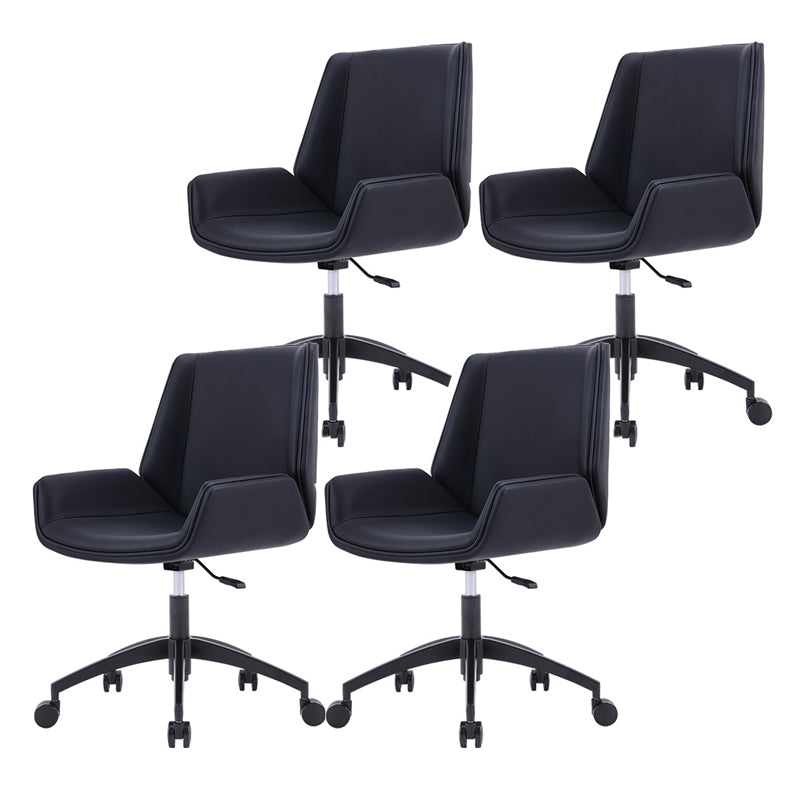 Modern Leather Task Chair Mid-Back Adjustable Swivel Office Chair