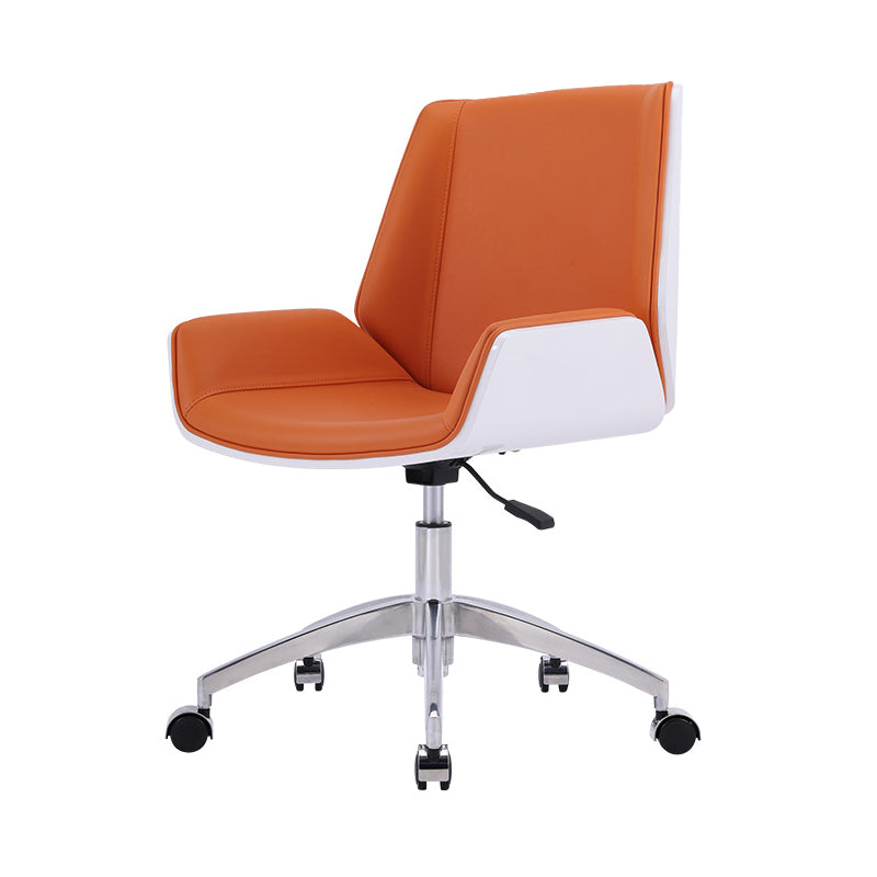 Modern Leather Task Chair Mid-Back Adjustable Swivel Office Chair