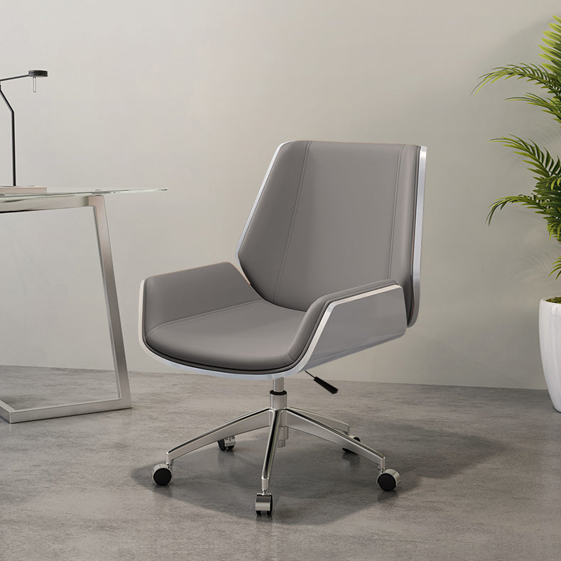 Mid Back Conference Chair Faux Leather Armless Chair for Home Office