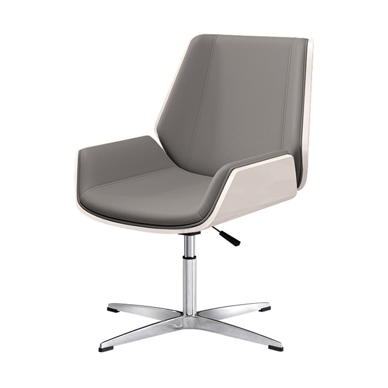 Mid Back Conference Chair Faux Leather Armless Chair for Home Office