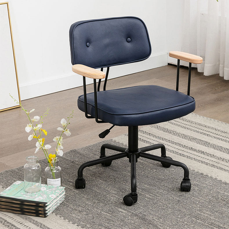 Black Frame Modern Desk Chair with Mid Back Swivel Office Chair with Wheels