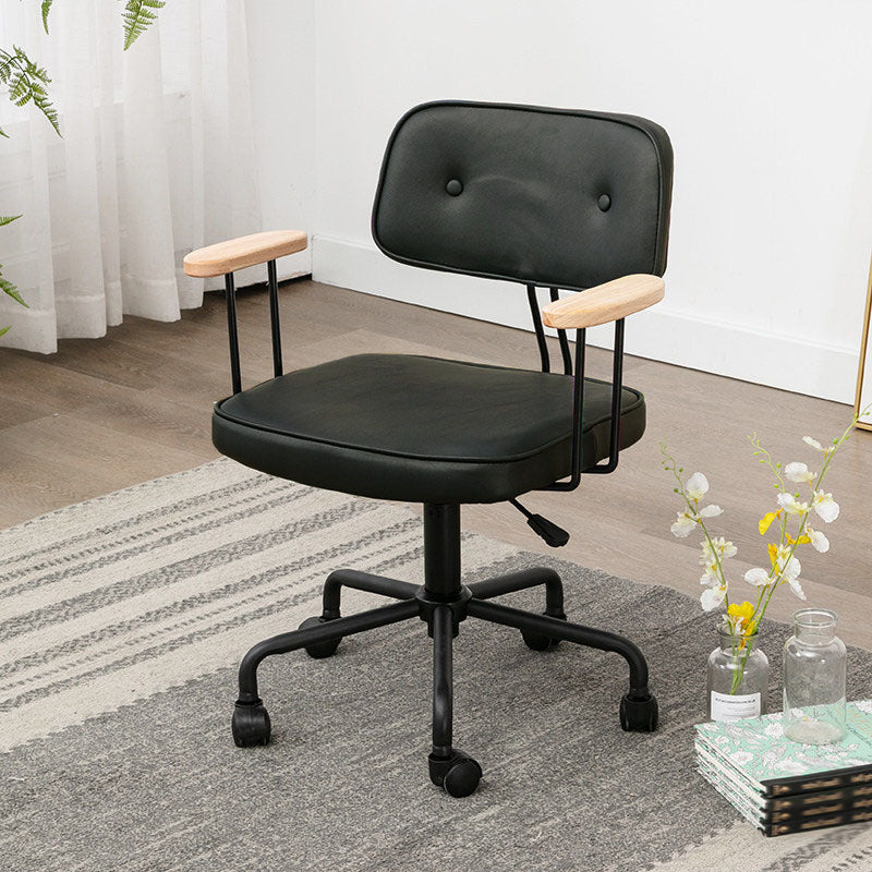 Black Frame Modern Desk Chair with Mid Back Swivel Office Chair with Wheels