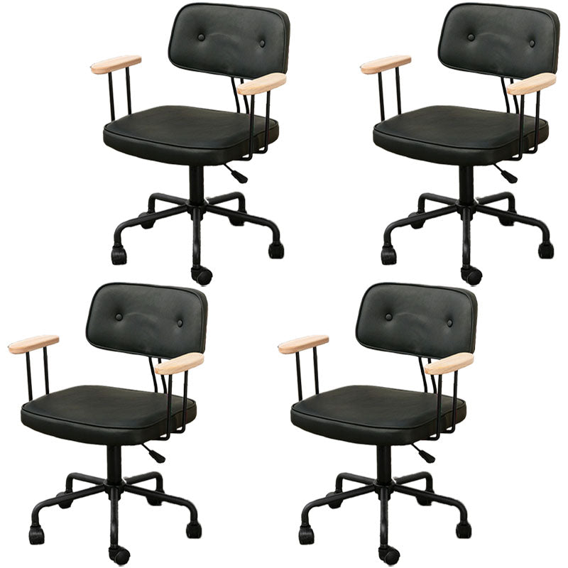 Black Frame Modern Desk Chair with Mid Back Swivel Office Chair with Wheels