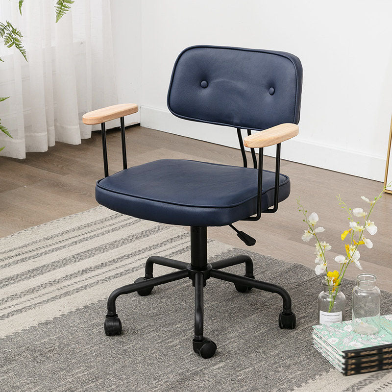 Black Frame Modern Desk Chair with Mid Back Swivel Office Chair with Wheels