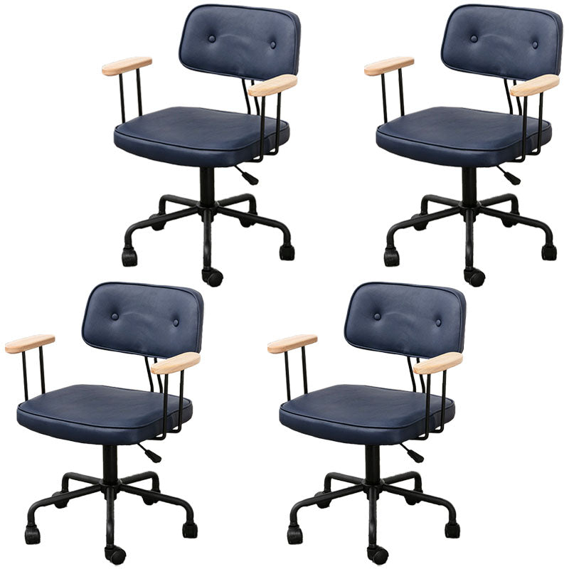 Black Frame Modern Desk Chair with Mid Back Swivel Office Chair with Wheels