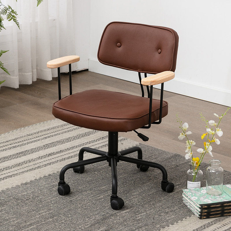 Black Frame Modern Desk Chair with Mid Back Swivel Office Chair with Wheels