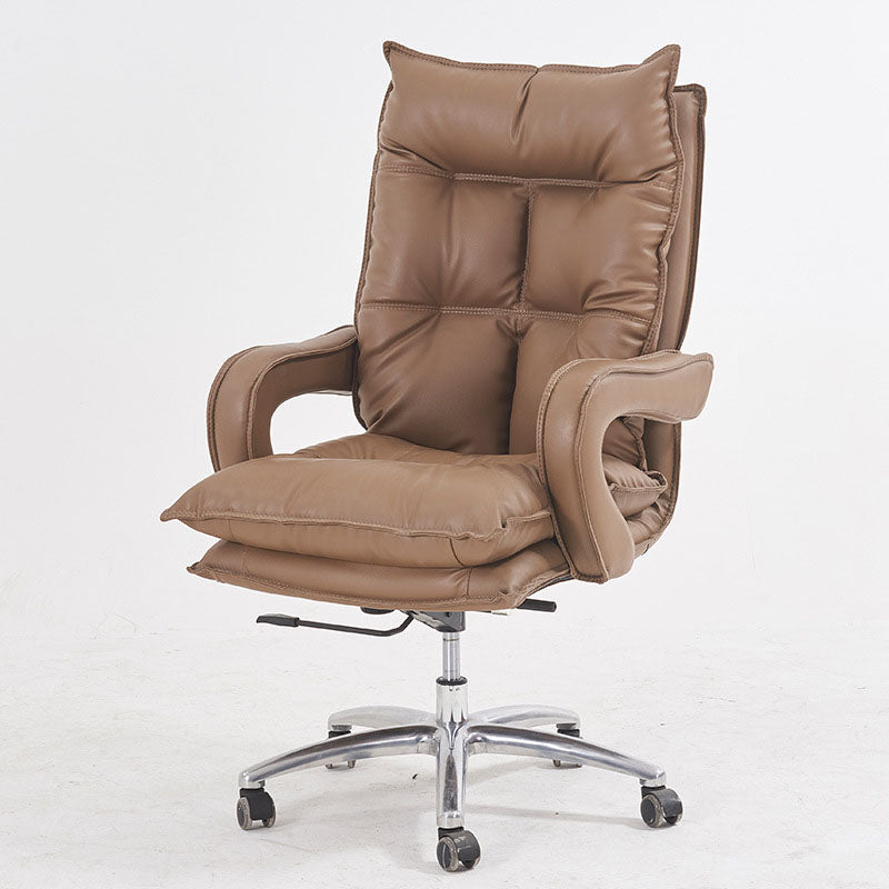 Modern Style Leather Task Chair with Silver Base Executive Swivel Office Chair