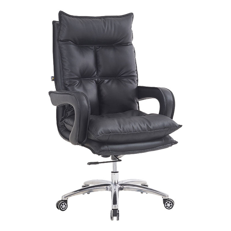 Modern Style Leather Task Chair with Silver Base Executive Swivel Office Chair