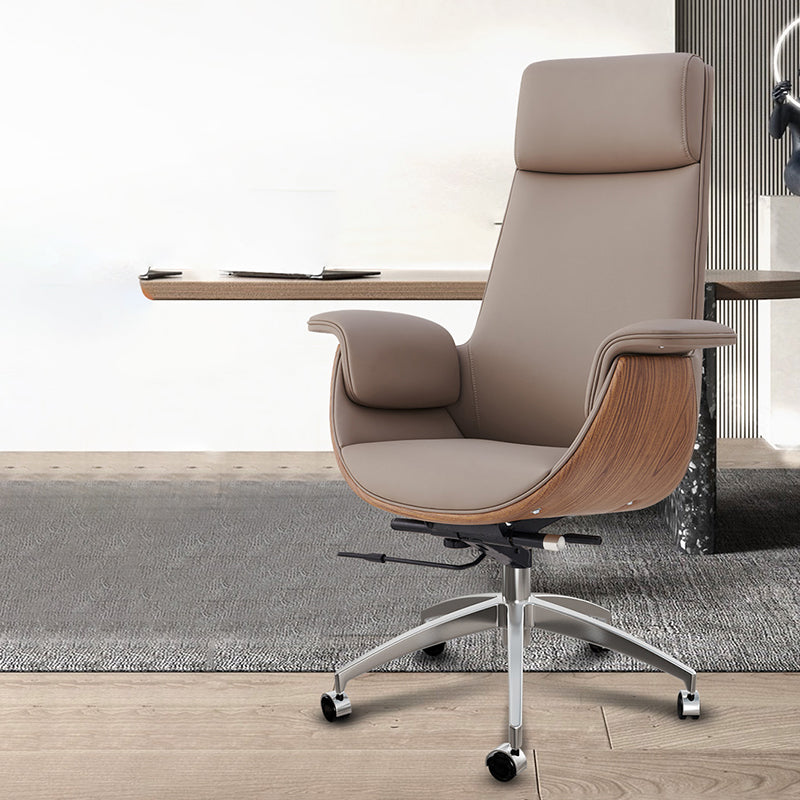 Modern Style Executive Chair Leather Office Chair with Fixed Arms